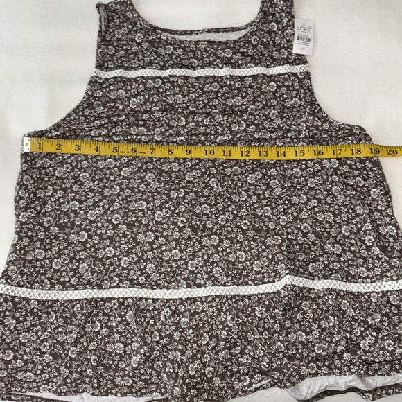 LOFT OUTLET, sleeveless, BROWN/WHITE FLOWERED TANK  SIZE LARGE - Picture 6 of 10